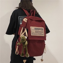 潮咖潮搭 初中生双肩包女电脑包女生大容量红色男背包书包大学生小众高级潮