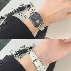 图形 S9适用apple watch9表带7苹果S8手表新款S7四叶草鳄鱼纹se女高级8