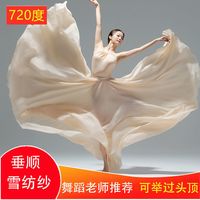 720夏季双层大摆裙古典舞广场跳舞蹈裙雪纺交谊舞民族舞半身长裙