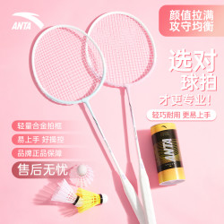 安踏 碳纤羽毛球拍套装旗舰正品碳素复合纤维轻型回弹进阶入门双拍