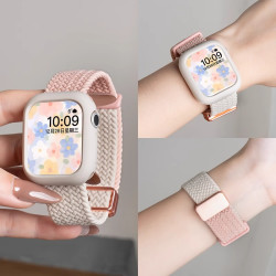匠戴 适用iwatch11表带苹果S10手表applewatch9编织尼龙表带撞色款磁吸