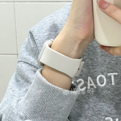 纯色硅胶适用苹果手表带AppleWatch56789iwatchs10银扣运动se表带