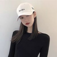 春秋新款女士小头围白色鸭舌帽韩版字幕刺绣棒球帽户外休闲遮阳帽