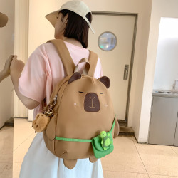 水豚书包时尚百搭女包包外出旅游背包小型新款轻便卡通玩偶双肩包