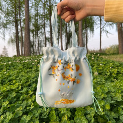 苏绣包古风刺绣双面绣包汉服旗袍日常百搭蕾丝抽绳绣花束口国风