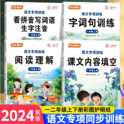 一二年级上册语文专项阅读理解看拼音写词语句子训练课文内容填空