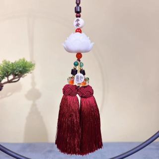 [汽车挂件]双流苏白莲花汽车挂件挂饰车载好物汽车装饰用品