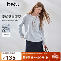 百图 2608T19 彩点竖条纹 蓝色 S码 女士长袖T恤