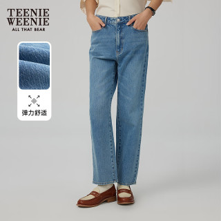 TEENIE WEENIE 小熊秋季弹力牛仔裤锥形裤长裤宽松时尚裤子女士 中蓝色 160/S