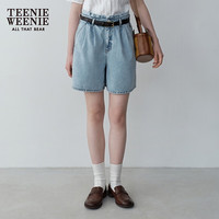 TEENIE WEENIE 高腰A字宽松 浅蓝色 160/S 牛仔短裤