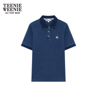 TEENIE WEENIE 小熊2024年夏季POLO短袖时尚宽松韩版T恤上衣女 深蓝色 160/S