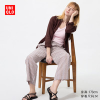 优衣库 舒适长裤女装/泡泡纱休闲裤26春夏新款484605 34 驼色 XS