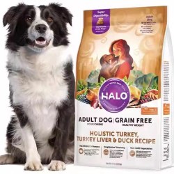 HALO 美国进口Halo自然光环中大型成犬粮无谷健美鸡低脂狗粮袋装10磅