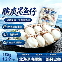 刘船长 精品冷冻墨鱼仔 免处理去内脏 火锅爆炒烧烤鲜活海鲜食材 精品墨鱼仔16个/包*2 450g(净重)