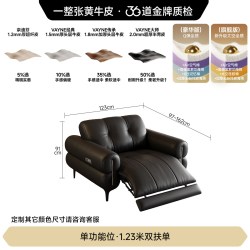 FA SA DI HOUSEHOLD 法式黑糖高脚电动功能云朵沙发黑色真皮复古零靠墙直排沙发