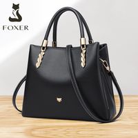 FOXER 单肩包包女中年大气时尚真皮女包大容量软皮牛皮斜挎手提包