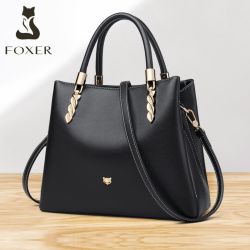 FOXER 单肩包包女中年大气时尚真皮女包大容量软皮牛皮斜挎手提包