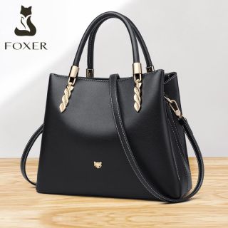 FOXER 单肩包包女中年大气时尚真皮女包大容量软皮牛皮斜挎手提包