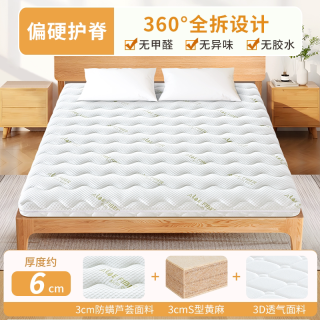 妙涵 可全拆洗天然S型黄麻椰棕榈床垫子硬儿童学生护脊乳胶榻榻米订制m