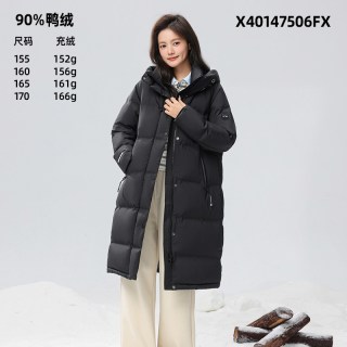 雪中飞 2025冬女士中长款羽绒服连帽加厚保暖韩版廓形纯色