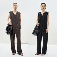 LESS 凉感休闲裤女通勤休闲垂感直筒裤子女2P5E13610