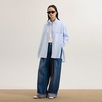LESS 时尚秋廓形oversize全棉条纹衬衫女2P9214810