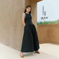 范思蓝恩 腰精裙无袖背带连衣裙女夏收腰礼服小黑裙 汽水蓝 M