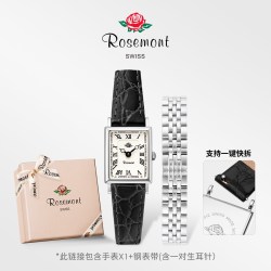 Rosemont 手表女瑞士复古小方表气质石英防水玫瑰腕表 百搭棕复古真皮手表