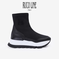 移动端：RUCOLINE Ruco Line如卡莱奢华水钻6CM厚底增高鞋弹力短靴女牛皮时尚鞋
