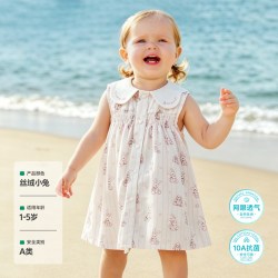 欧孕 [果冻凉]婴儿连衣裙网眼透气女童裙子夏季儿童无袖公主裙宝宝