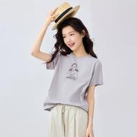佐丹奴 小动物印花女式T恤纯棉夏季女上衣清新减龄圆领正肩短袖T恤女款