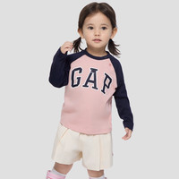 Gap 男女童早秋印花logo纯棉长袖T恤