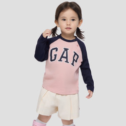 Gap 男女童早秋印花logo纯棉长袖T恤