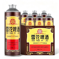 雪花 啤酒 经典老雪麦香浓郁 马口铁装 1L 6罐 整箱装