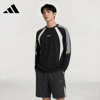 adidas 套头卫衣男款女款秋季运动舒适轻薄宽松长袖 黑色/亮白 L