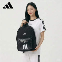 adidas 开学季 训练系列 男女 ESS 3S BARS BP 双肩背包 KQ7966 黑 NS