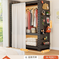 美丽港 货架衣柜家用卧室简易组装出租房用新款衣厨金属衣架钢制收纳柜子