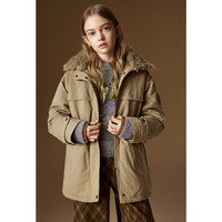 ELLE kids 童装 中长绗棉派克巴恩风毛领棉服