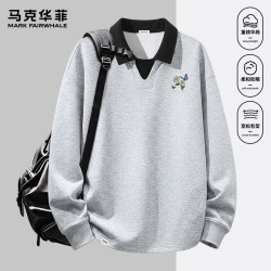 马克华菲 美式撞色翻领卫衣