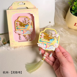 赋闲 新款杭州冰箱贴地标西湖灵隐寺三潭印月特色文创纪念品金属冰箱贴 灵隐寺流沙冰箱贴