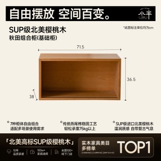 小半 家具单个书柜实木自由组合柜客厅电视柜中古风樱桃木储物边柜