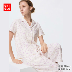 优衣库 AIRism棉混纺睡衣/短袖/七分裤女装起居服