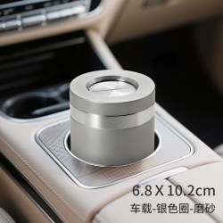 新款不锈钢车载烟灰缸密封旋转汽车防飞灰缸大号金属创意车内车用