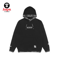 Aape 旗舰店男装秋冬扎染拼接宽松长款薄绒连帽卫衣3947XXJ
