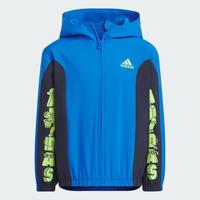 adidas 户外风抗风梭织运动休闲连帽夹克男中大童外套