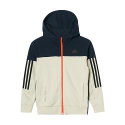 adidas 春秋季男中童舒适耐磨简约拼接日常运动休闲连帽夹克外套