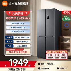 米家 BCD-430WMSA 风冷十字对开门冰箱 430L 墨羽岩
