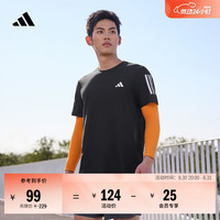 adidas 速干舒适跑步运动上衣圆领短袖T恤男装夏季阿迪达斯官方   黑色   S
