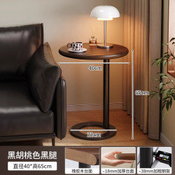 蔓斯菲尔 中古风实木圆形床头柜2025新款床边创意置物架家用卧室沙发边几