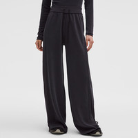 lululemon 女士罗纹拼接阔腿裤 亚洲版型 黑色 M